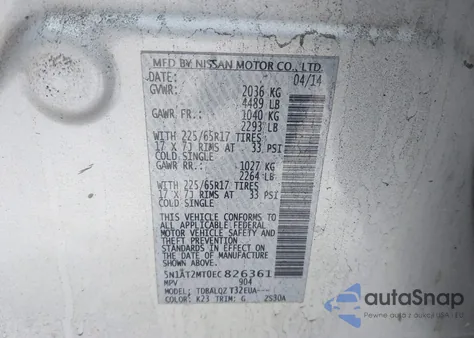 2014 Nissan Rogue Sv from USA, damaged, VIN 5N1AT2MT0EC826361